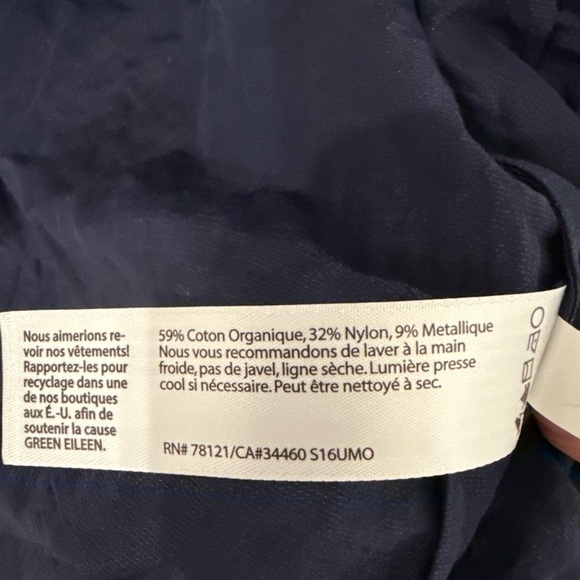 Eileen Fisher open crinkle navy pocket cardigan coat lightweight XXS organic - Picture 5 of 8